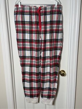 Old Navy White Tartan Plaid Flannel Jogger Pajama Pants - L Tall